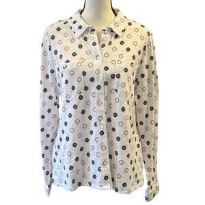 Charter Club Women's Geometric Print Blouse Size L